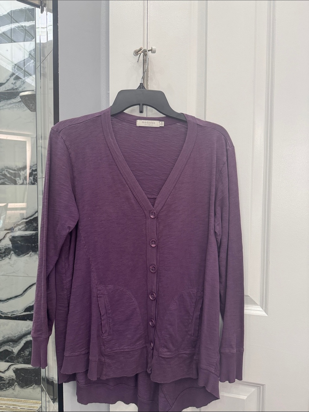 Everyday V-Neck Button Cardigan - Purple